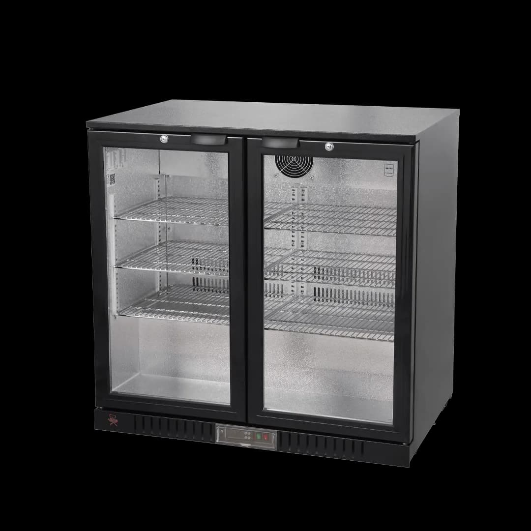 Refrigeratore sottobanco Professional in alluminio e vetro nero